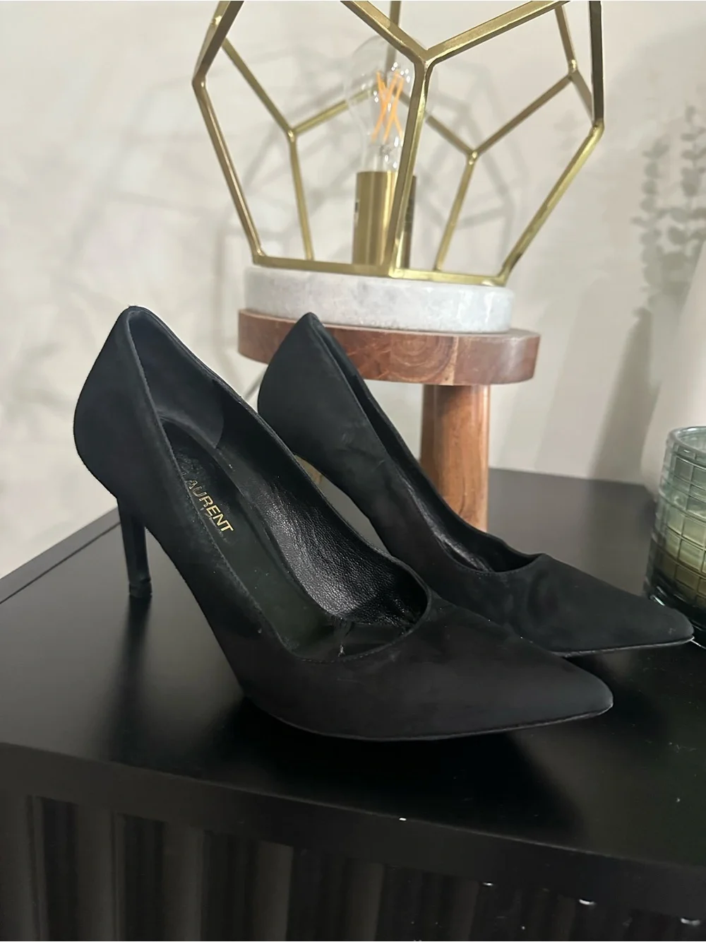 Saint Laurent Black Suede Pointed Pumps